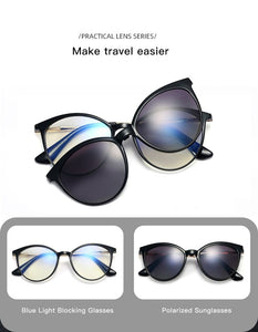 cat eye Magnet Sunglasses female 2022 eyeglasses Polarized High Quality Clip On Myopia Prescription Glasses Frame women eyewear
