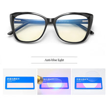 Load image into Gallery viewer, cat eye glasses frame women anti blue light glasses transparent clear computer optical glasses UV400 vintage oculos eyeglasses