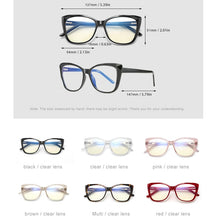 Load image into Gallery viewer, cat eye glasses frame women anti blue light glasses transparent clear computer optical glasses UV400 vintage oculos eyeglasses