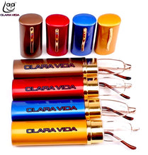 Load image into Gallery viewer, =clara Vida=[!!two Pairs!!]portable Pen Slim Easy Style Golden Narrow Lenses Reading Glasses+1.0 +1.5 +2.0 +2.5 +3.0 +3.5 +4.0