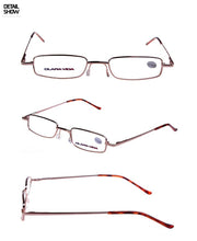 Load image into Gallery viewer, =clara Vida=[!!two Pairs!!]portable Pen Slim Easy Style Golden Narrow Lenses Reading Glasses+1.0 +1.5 +2.0 +2.5 +3.0 +3.5 +4.0