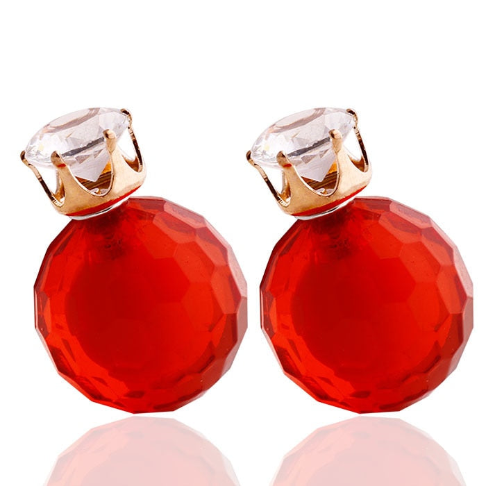 classic 10 colors Imitation pearl stud earrings design for female made with transparent candy crystals for women gift