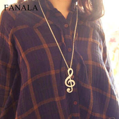 color gold Hot New sweater suspension rhythm necklace WIFE 2016 note KISS chain and Women rhinestone silver long N122 music Chic