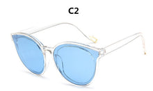 Load image into Gallery viewer, colour  top cat eye glasses sunglasses women brand designer blue sea sun glasses lady female oculos de sol UV400