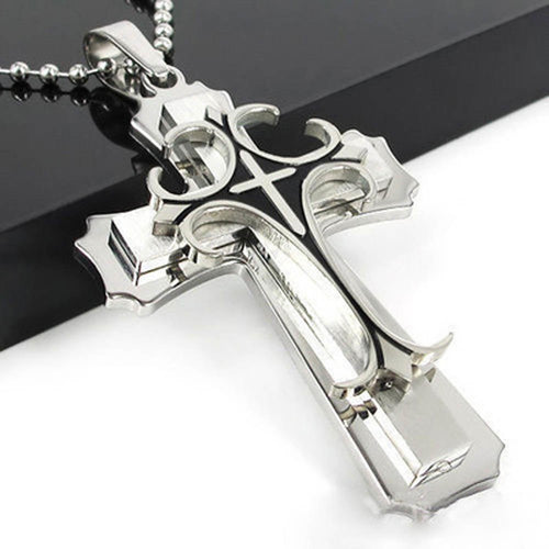 co men cross pendant necklace three layers of the cross necklace Men jewelry co decoration necklace