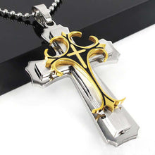 Load image into Gallery viewer, co men cross pendant necklace three layers of the cross necklace Men jewelry co decoration necklace