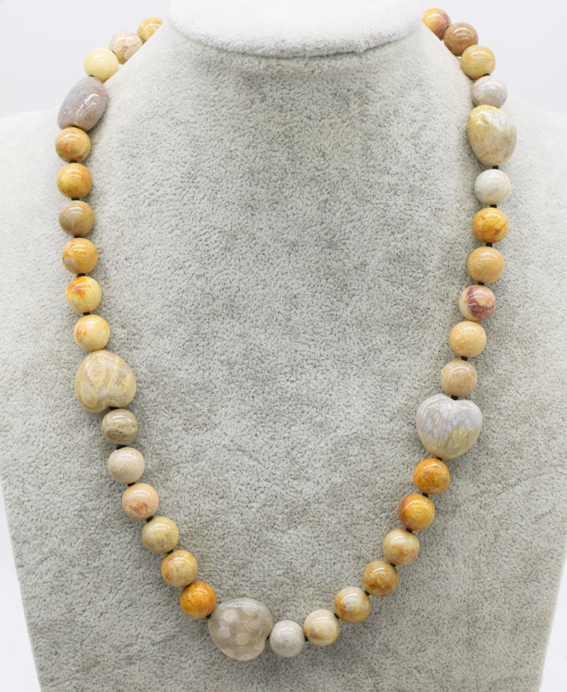 coral jade round and heart 10mm 18mm 21inch necklace wholesale beads nature