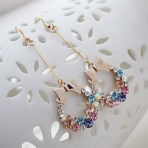 crystal earrings beautiful garlands bright bow tassels modified face earrings jewelry earringsear