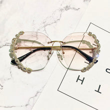 Load image into Gallery viewer, diamond rimless sunglasses women bling diamond brand designer men sun glasses ladies men shades rhinestone oculos de sol case