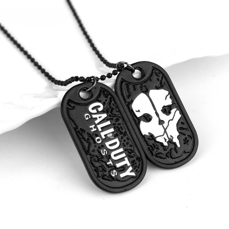 dongsheng hop Jewelry Call Duty Ghosts Pattern Dog Tag Necklaces Charms Pendant Necklace Men's Jewellery collier-30