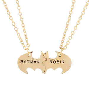 dongsheng Hot Movie Jewelry Batman & ROBIN Pendant Necklace Couple Best Friend Necklace Batman Jewelry Movie Couple Gift -30