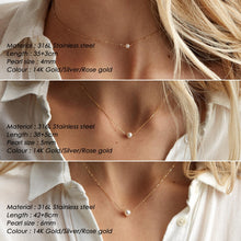 Carica l&#39;immagine nel visualizzatore di Gallery, stainless steel choker pearl necklaces for women gold layered Chain necklace jewelry
