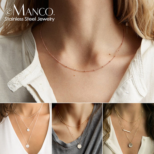 Gold stainless steel 316L Chain Choker Necklace women Pendant Layered necklace sets for women Jewelry