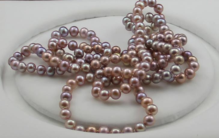 elegant 7-8mm south sea round lavender pearl necklace 48inch 14k/20