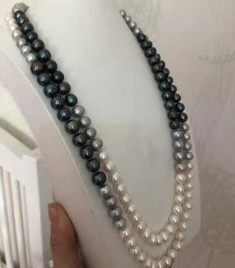 elegant 8-11mm south sea multicolor round pearl necklace48inch 14k/20