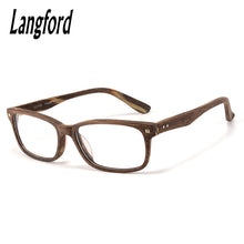 Load image into Gallery viewer, eyeglasses frame acetate wooden eyewear square full frame optical prescription glasses plain glasses unisex wood grain rivet1209