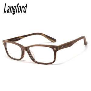 eyeglasses frame acetate wooden eyewear square full frame optical prescription glasses plain glasses unisex wood grain rivet1209