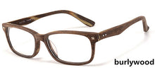 Load image into Gallery viewer, eyeglasses frame acetate wooden eyewear square full frame optical prescription glasses plain glasses unisex wood grain rivet1209