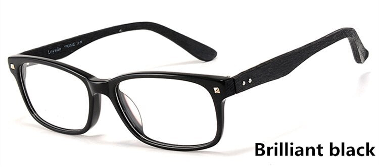 eyeglasses frame acetate wooden eyewear square full frame optical prescription glasses plain glasses unisex wood grain rivet1209