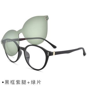 eyewear Frame with 1 Clips On Sunglasses Women Men Polarized Mirror Glasses Set Myopia Optical Lens for Reading with box FML