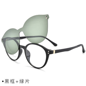 eyewear Frame with 1 Clips On Sunglasses Women Men Polarized Mirror Glasses Set Myopia Optical Lens for Reading with box FML