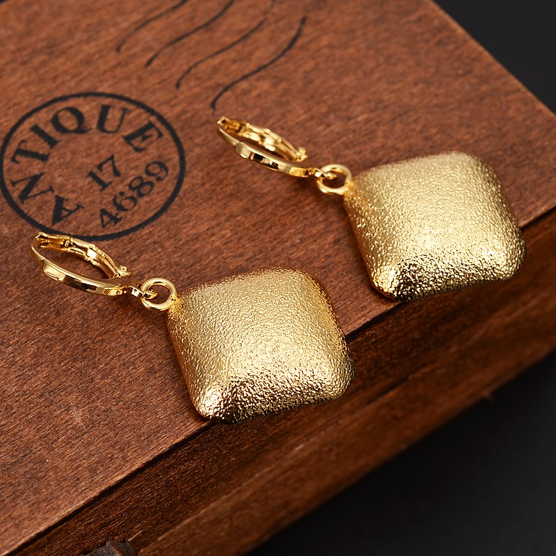 fashion big Gold Africa square Dubai geometry charms Jewelry Wome girls wedding bridal party Earrings Christmas gifts