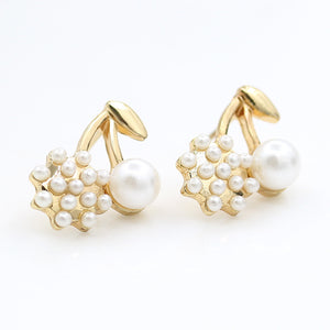 fashion earrings exquisite pearl patchwork round ball gentlewomen cherry style stud earring