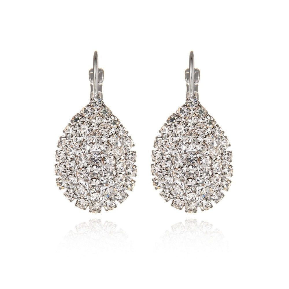 fashion elegant full rhinestone Water Drop ladies temperament simple crystal luxurious Drop Earring Women
