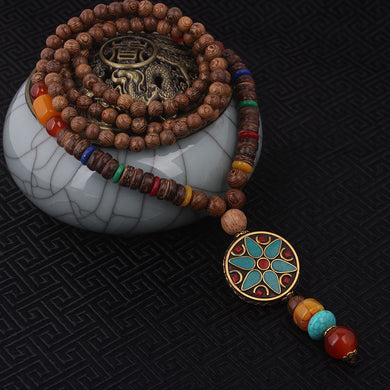 fashion evade enamell ethnic necklace,church star vintage plate Nepal jewelry,handmade sanwood bodhi beads vintage necklace