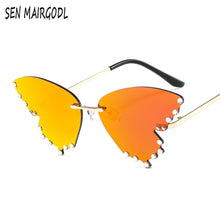 Load image into Gallery viewer, frameless butterfly elegant sunglasses women Diamond  Brand Design sun glasses Vintage Gradient pink Eyewear Oculo