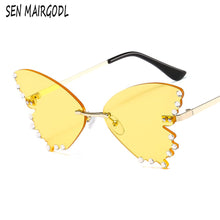 Load image into Gallery viewer, frameless butterfly elegant sunglasses women Diamond  Brand Design sun glasses Vintage Gradient pink Eyewear Oculo
