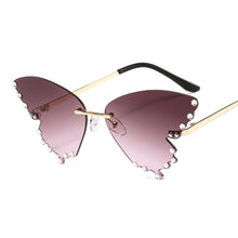 Load image into Gallery viewer, frameless butterfly elegant sunglasses women Diamond  Brand Design sun glasses Vintage Gradient pink Eyewear Oculo