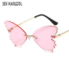 Load image into Gallery viewer, frameless butterfly elegant sunglasses women Diamond  Brand Design sun glasses Vintage Gradient pink Eyewear Oculo