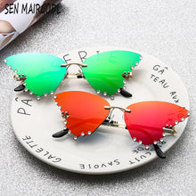 Load image into Gallery viewer, frameless butterfly elegant sunglasses women Diamond  Brand Design sun glasses Vintage Gradient pink Eyewear Oculo