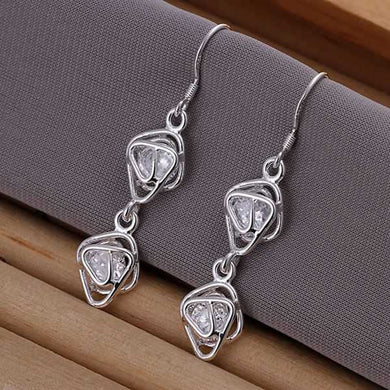gioielli di moda per le donne, gioielli in argento 925 placcati orecchini orecchini a doppia cornice intarsiati E204 /KCNIFRFT IZPOKDVP 