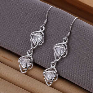 fashion jewelry For Women, 925 jewelry silver plated Earring Inlaid Double Frame Earrings E204 /KCNIFRFT IZPOKDVP