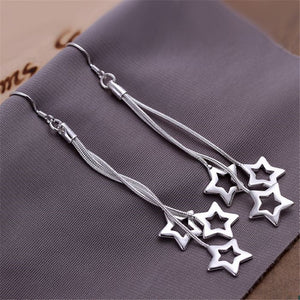 fashion jewelry beautiful star silver plated earrings super affordable hot selling holid gift