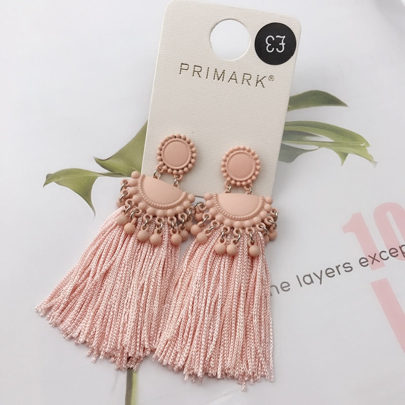 fashion jewelry earring Micro random fashion pink tassel joker new Europe and the United States, Japan and South Korea