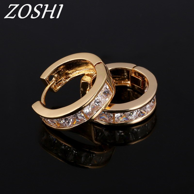 fashion small size stud earrings elegant party earing for women alloy small Circle Earrings Rhinestone Jewelry