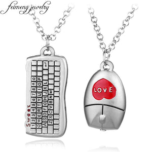 Fashion Love Couple Necklace Charm Lovely Mouse Keyboard Pendant Necklace For Lover Sweet Accessories