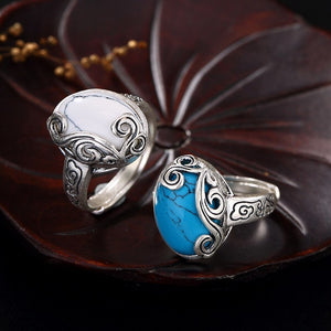 fine silver xiangyun blue white hoard of restoring ancient ways ring Ms. Han edition wholesale sterling silver ring