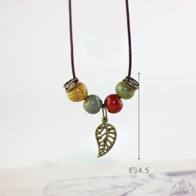 flower leaves handmade ceramic clavicle necklace national wind necklaces for women drop shipping #1460