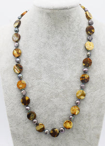 pearl agate coin necklace 22inch wholesale beads nature woman 2018