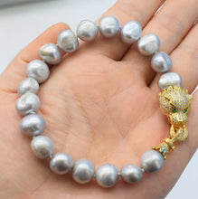 Carica l'immagine nel visualizzatore di Gallery, pearl gr baroque 9-13mm bracelet leopard hook 8inch wholesale beads nature