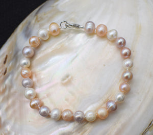 pearl multicolor near round 7-8mm bracelet 7.5inch wholesale beads nature handcraft