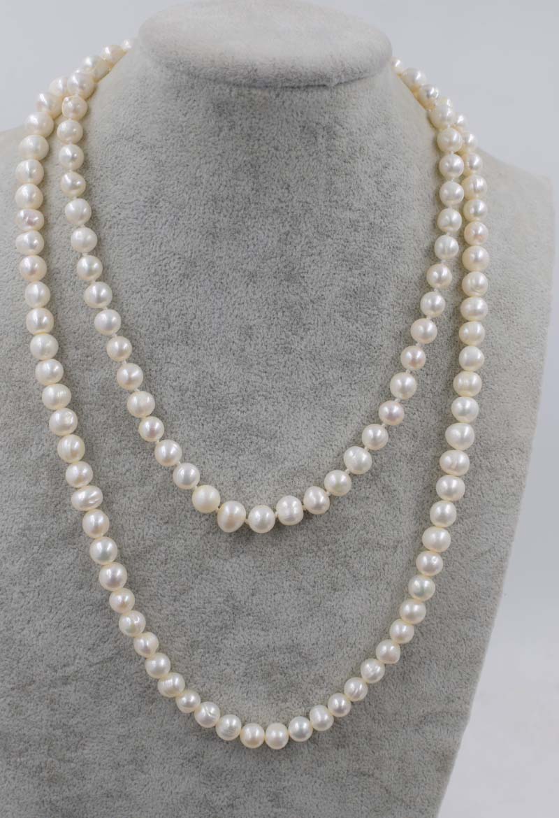 collana di perle bianche 8-9mm vicino al tondo 17 perline all'ingrosso da 24 pollici natura 