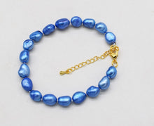Carica l'immagine nel visualizzatore di Gallery, frrshwater pearl blue baroque 7-9mm bracelet 7.5inch wholesale beads nature freeshipping gift