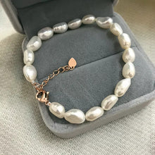Carica l'immagine nel visualizzatore di Gallery, frrshwater pearl white baroque 7-9mm bracelet 7.5inch wholesale beads nature freeshipping gift
