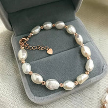 Carica l'immagine nel visualizzatore di Gallery, frrshwater pearl white baroque 7-9mm bracelet 7.5inch wholesale beads nature freeshipping gift