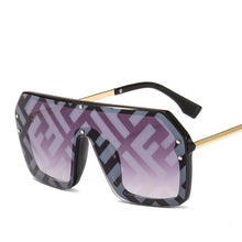 Load image into Gallery viewer, futuristic ff sunglasses women 2022 uv400 big rectangle fashion ff logo sunglasses oversized festival oculos de sol feminino